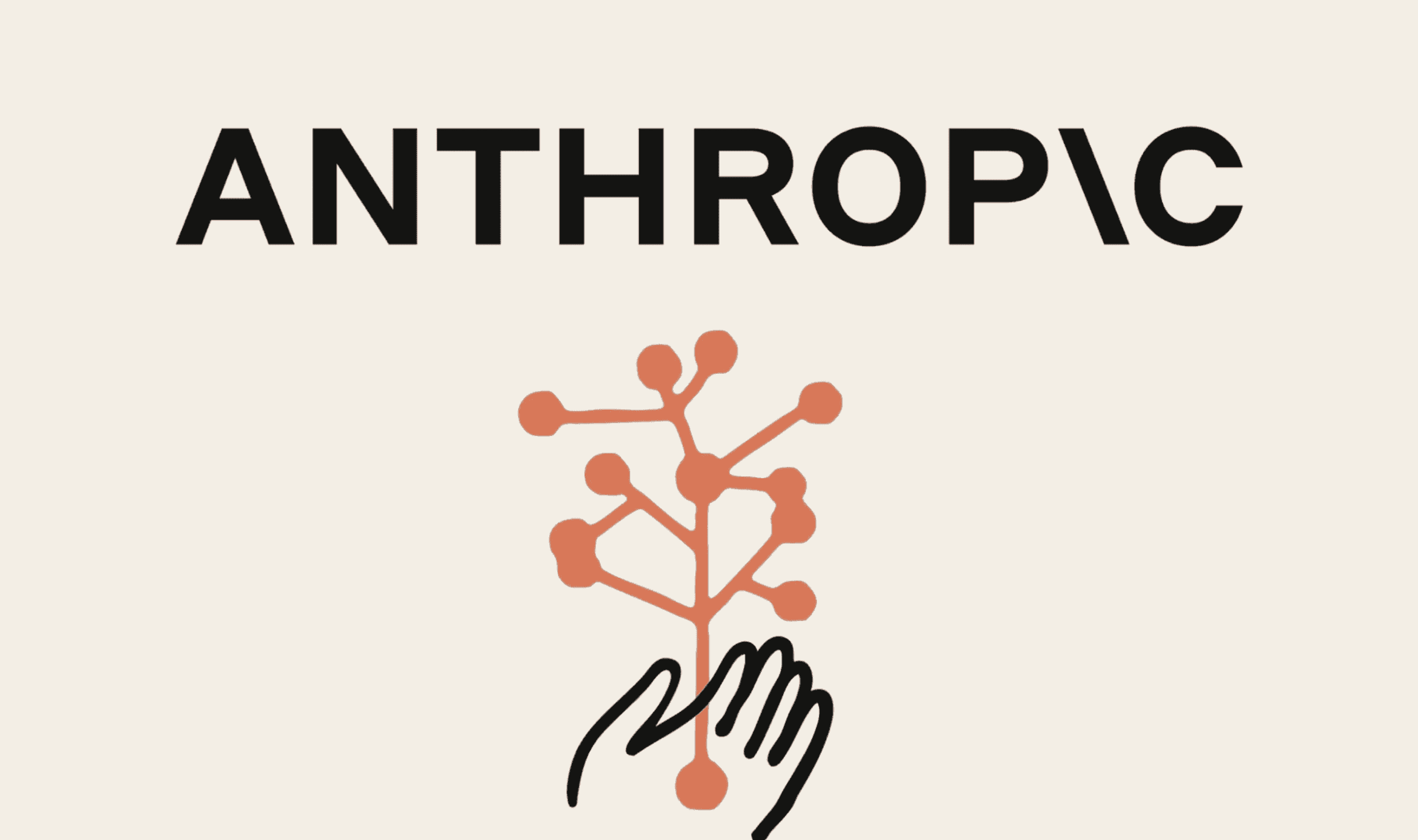 The image features the word "ANTHROPIC" above a stylized illustration of a hand holding a branching diagram, accompanied by text discussing secondary market pri