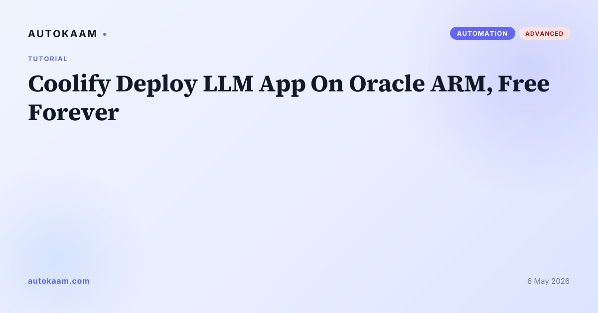 Coolify dashboard managing apps on Oracle ARM VM