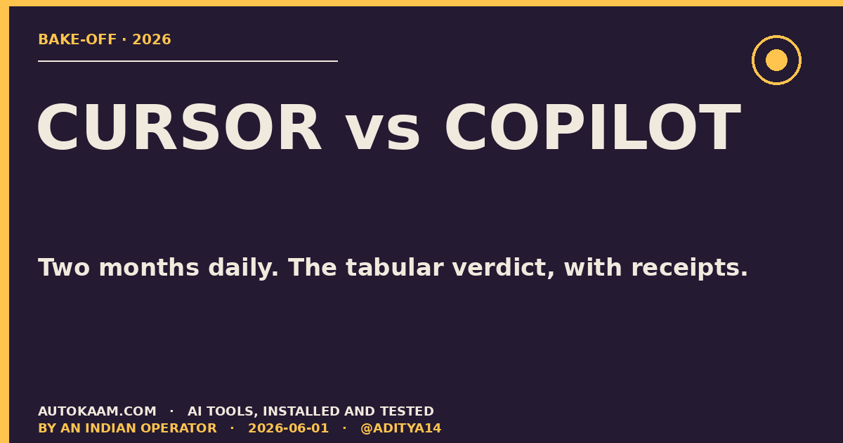 Cursor vs GitHub Copilot 2026, Which Should Indian Developers Pick?, coding on AutoKaam