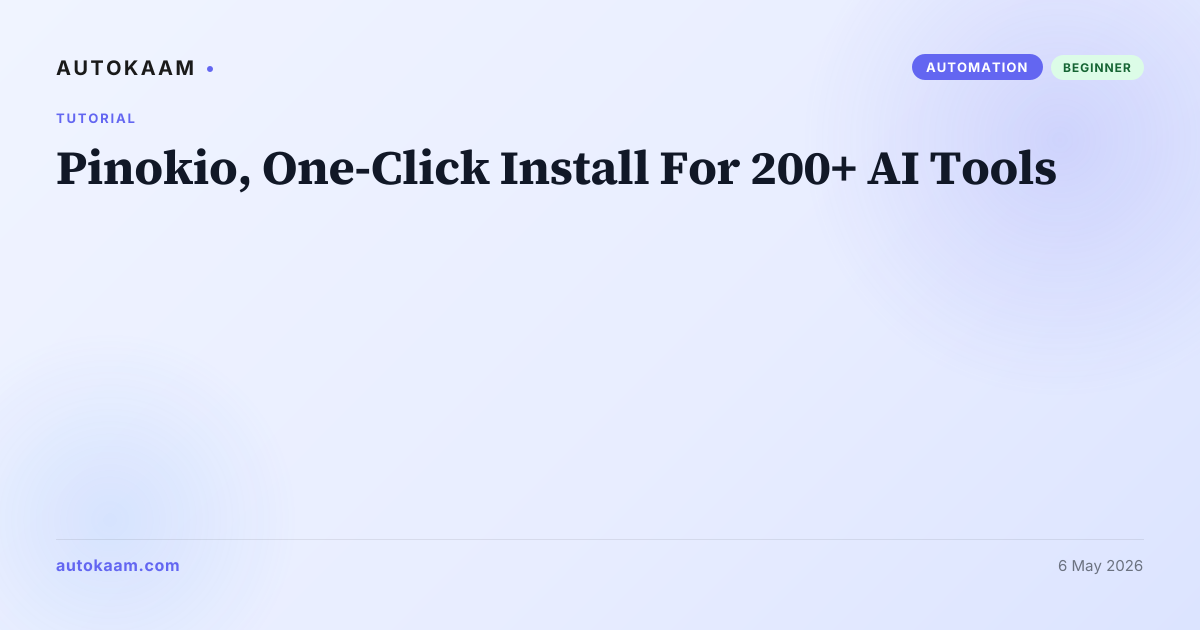 Pinokio app showing installable AI tools list