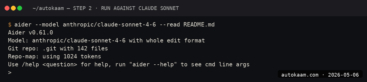 Aider version output
