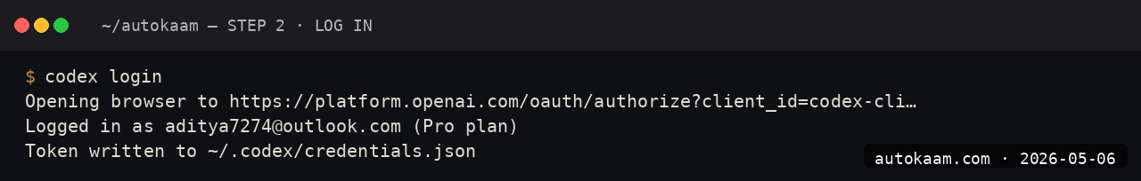 Codex CLI auth flow