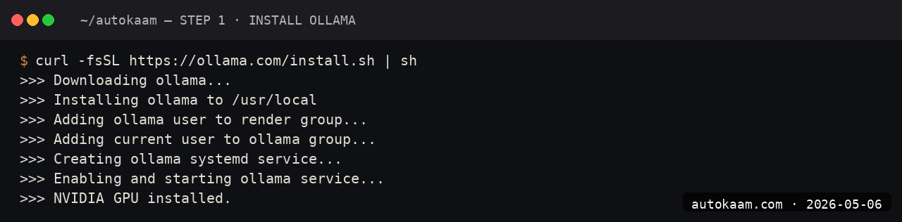 Ollama install output
