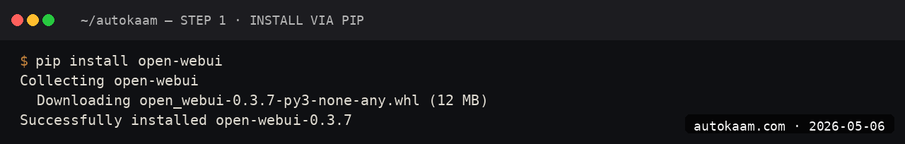 Open WebUI install via pip